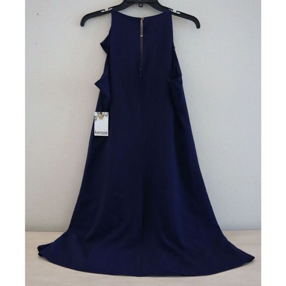 Kensie KDNP0992 Women's Sz 12 Navy Halter-Neck Ruffle Dress $108 - Picture 3 of 11